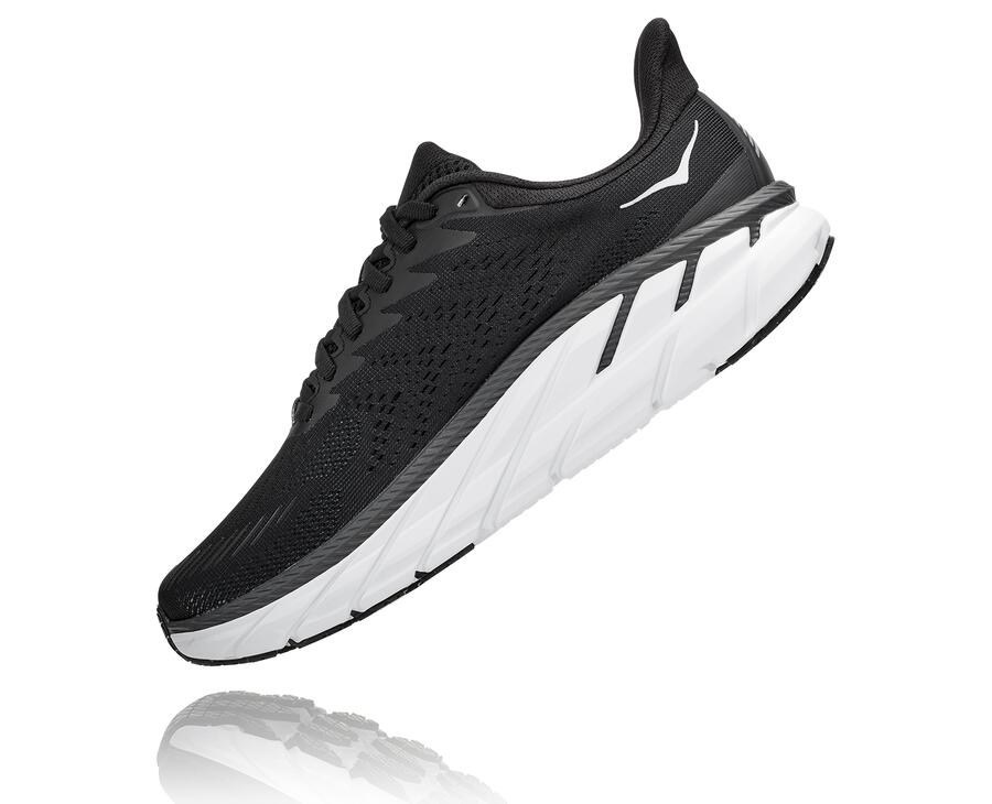 Hoka One One Clifton 7 Löparskor Dam - Svarta/Vita - RUKCL-1742